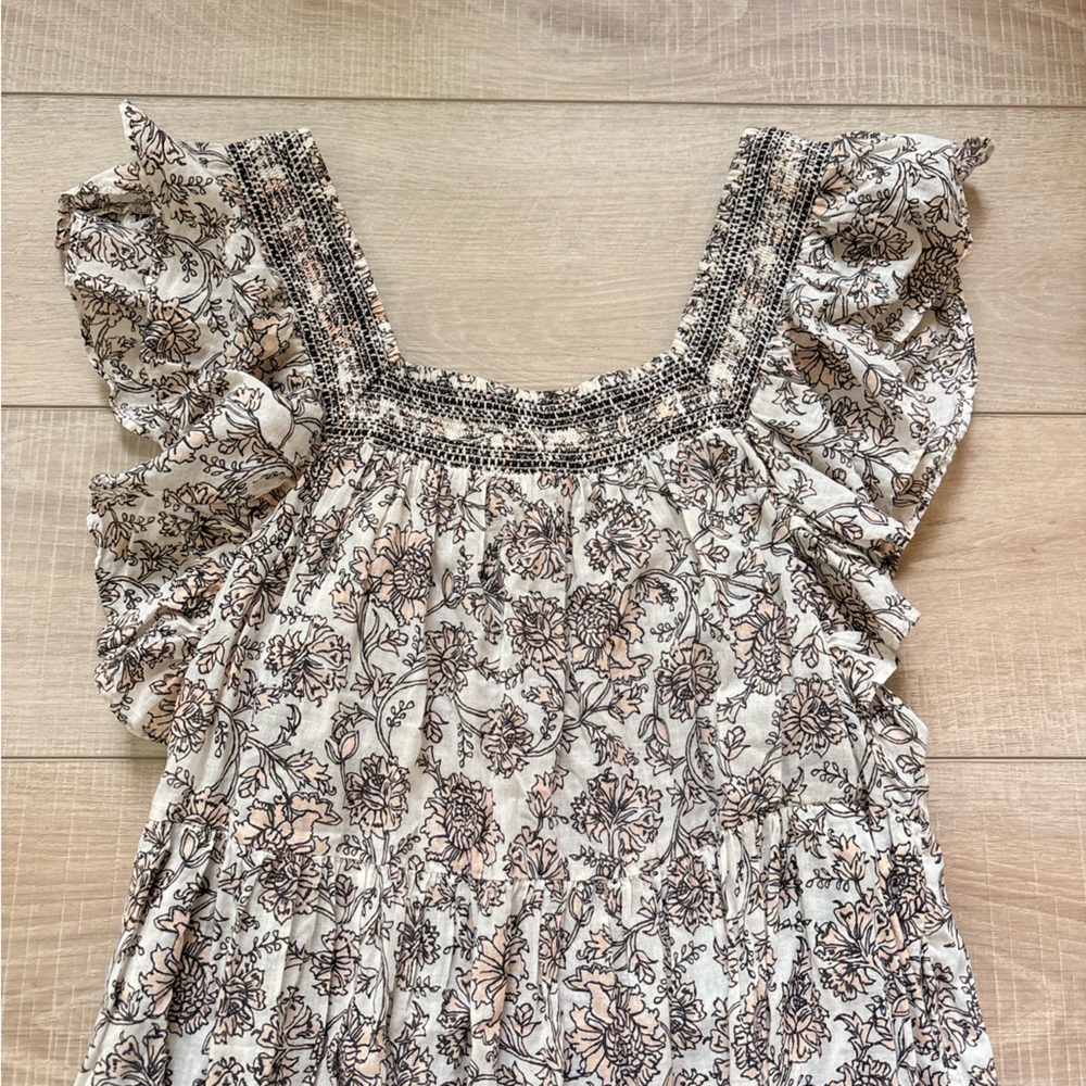 Free People Bonita Smocked Floral Cream Dress - Picture 2 of 9